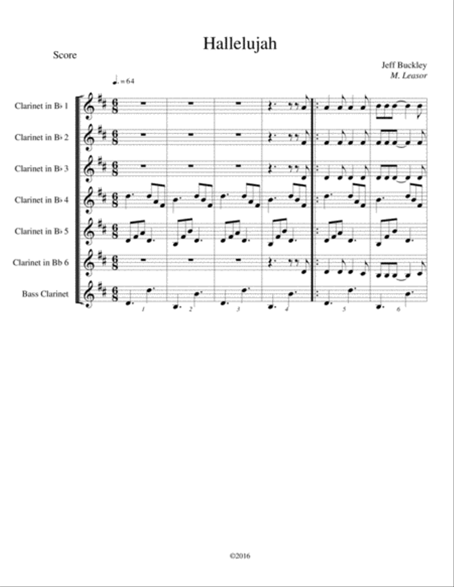 Hallelujah Woodwind Ensemble scores gallery preview page 1