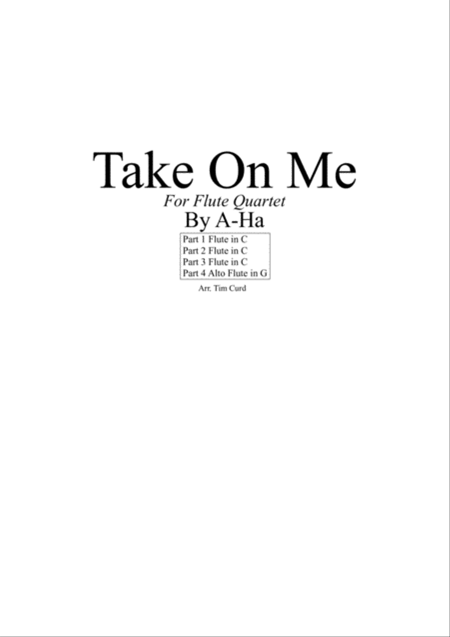 Take On Me Woodwind Quartet scores gallery preview page 1