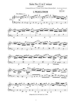Book cover for Bach - Piano Suite No.11 in C minor BWV 997 - Complete Piano version