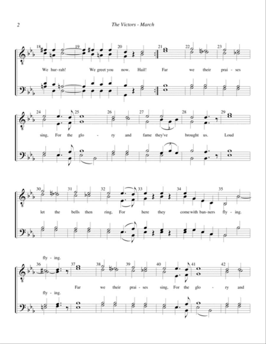 The Victors March (U of M Fight Song) TTBB scores gallery preview page 2