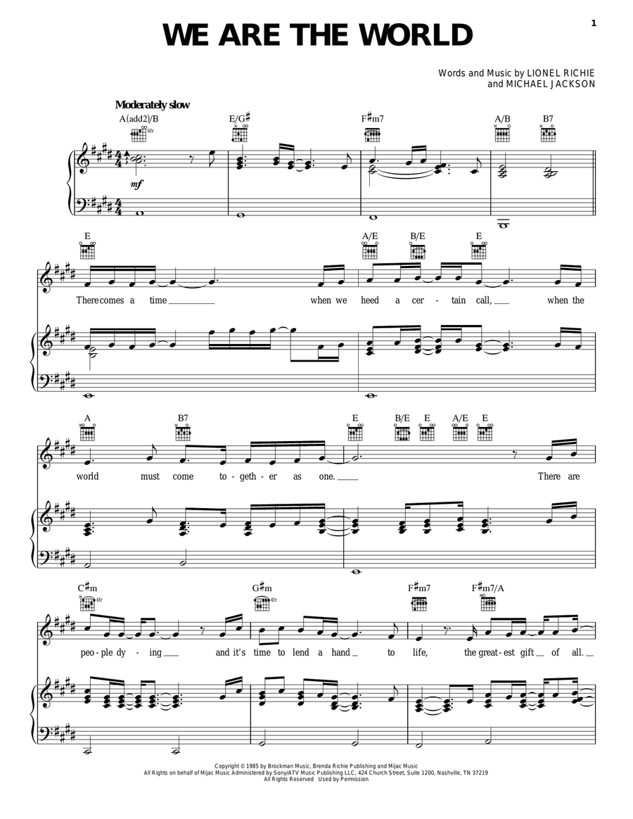 We Are The World We Are The World Acoustic Guitar scores gallery preview page 1