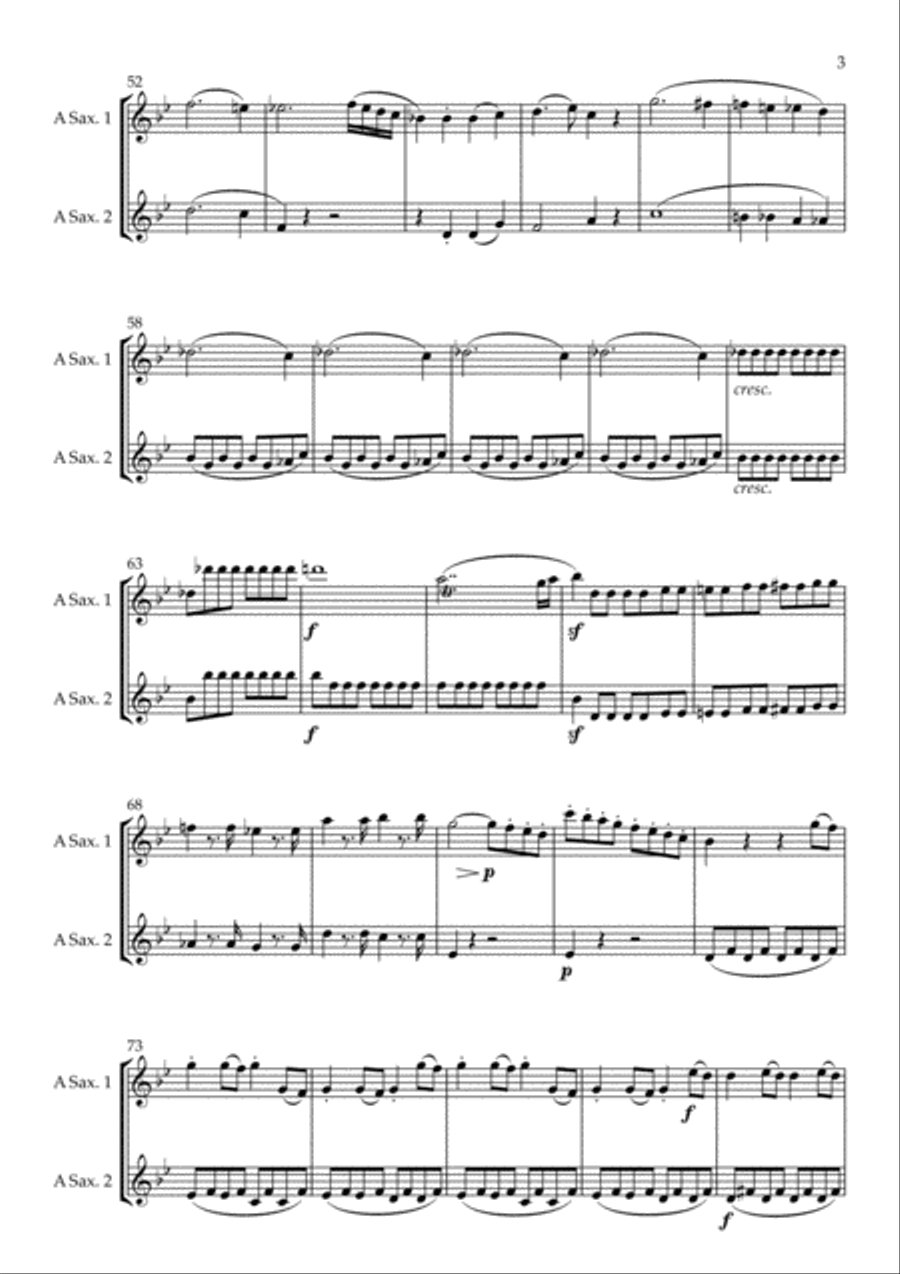 Symphony No. 40 arranged for Alto Saxophone Duet Woodwind Duet scores gallery preview page 5