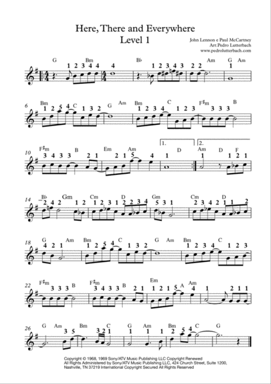 Here, There And Everywhere Easy Piano scores gallery preview page 1