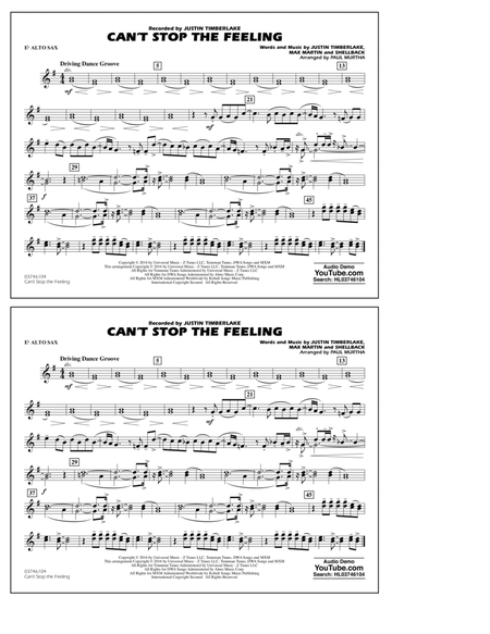 Can't Stop the Feeling (from Trolls) - Eb Alto Sax