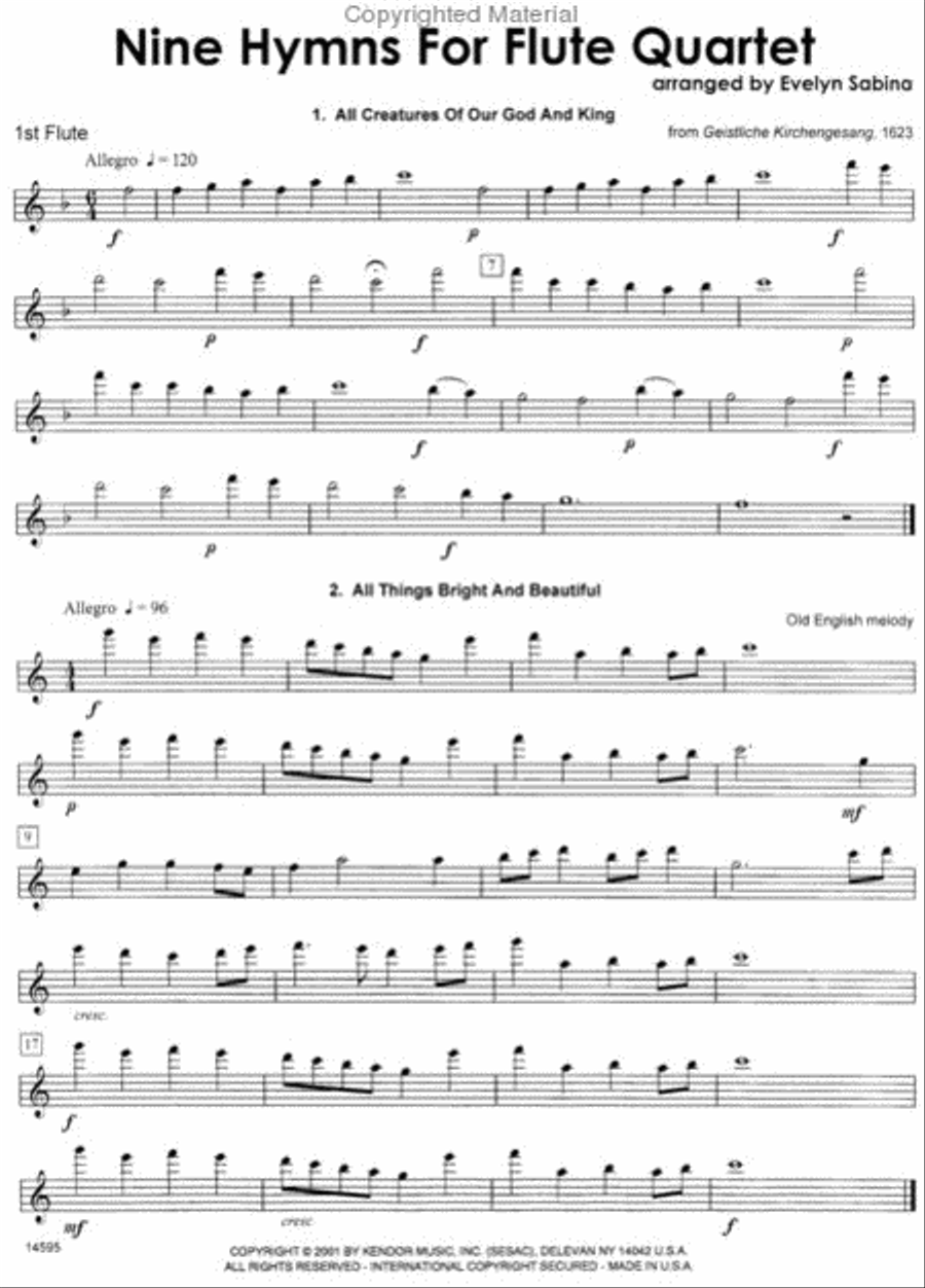 Nine Hymns For Flute Quartet Flute Quartet scores gallery preview page 3