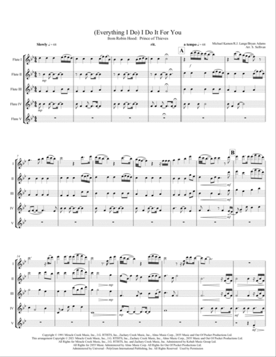 (everything I Do) I Do It For You Woodwind Ensemble scores gallery preview page 2