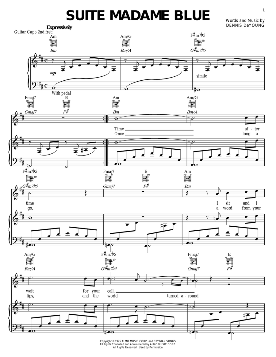 Suite Madame Blue Piano, Vocal, Guitar scores gallery preview page 1