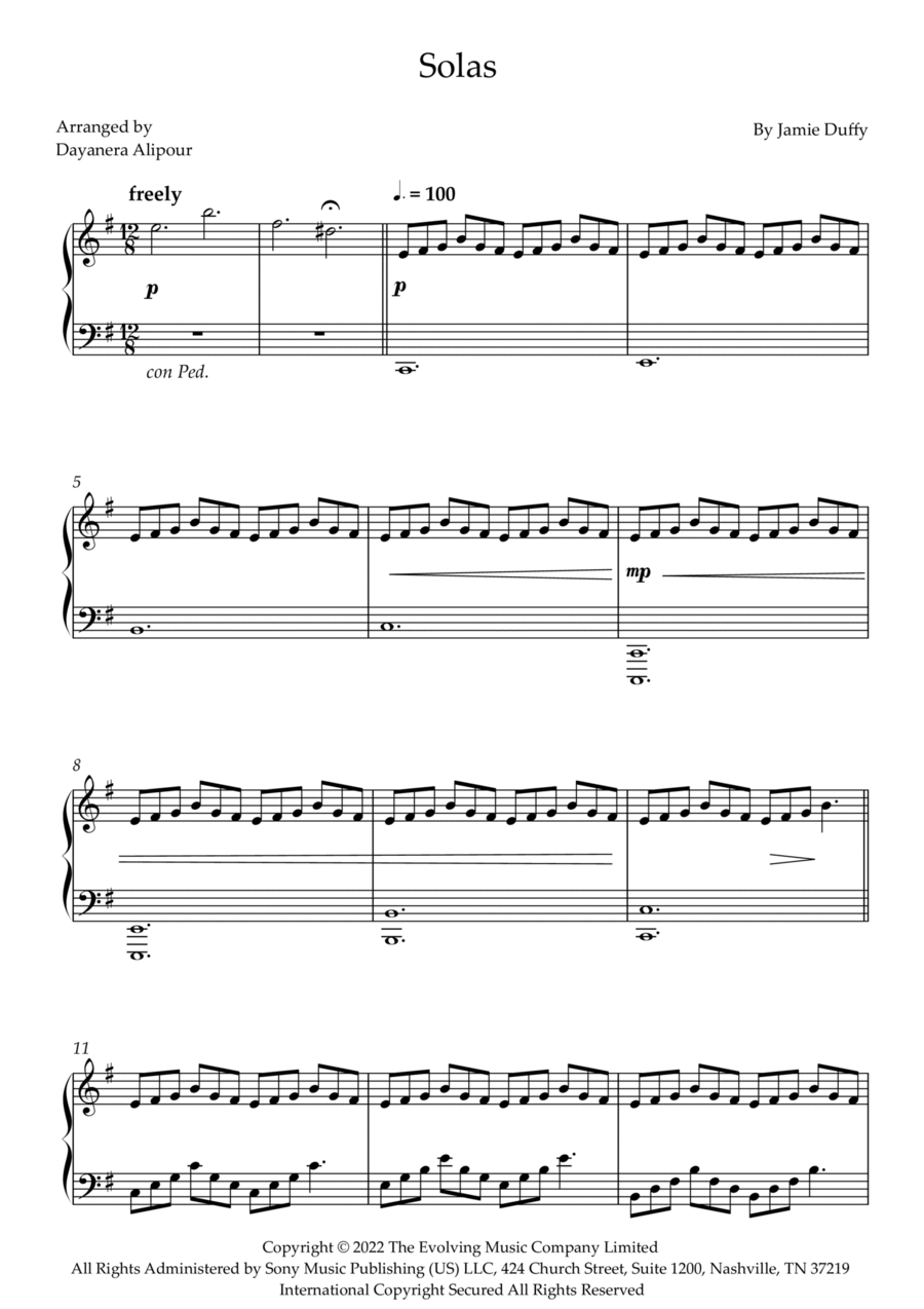 Solas Piano Solo scores gallery preview page 1
