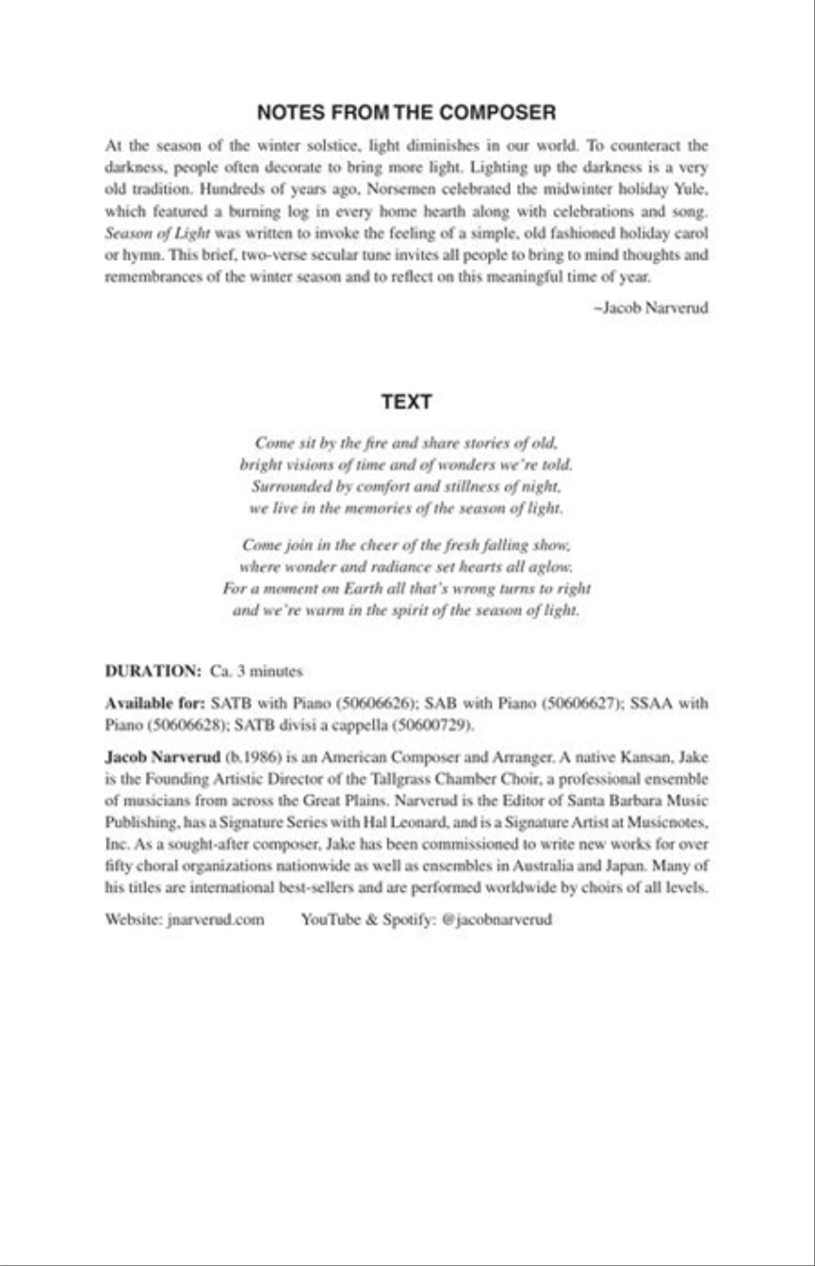 Season of Light Season of Light 4-Part scores gallery preview page 3