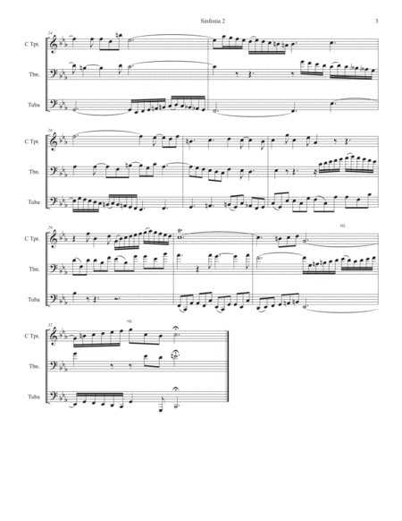 Sinfonia 2, J. S. Bach, adapted for C trumpet, Trombone, and Tuba image number null