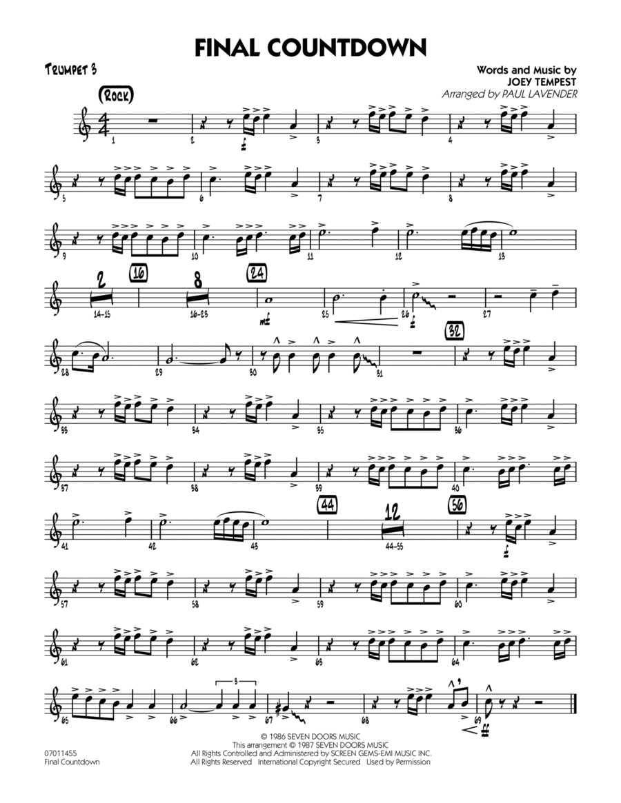Final Countdown - Trumpet 3 Jazz Ensemble scores gallery preview page 1