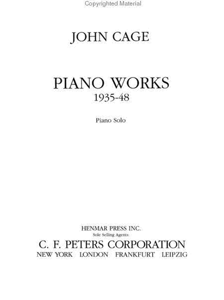 Piano Works - 1935-48 by John Cage Piano Solo - Sheet Music