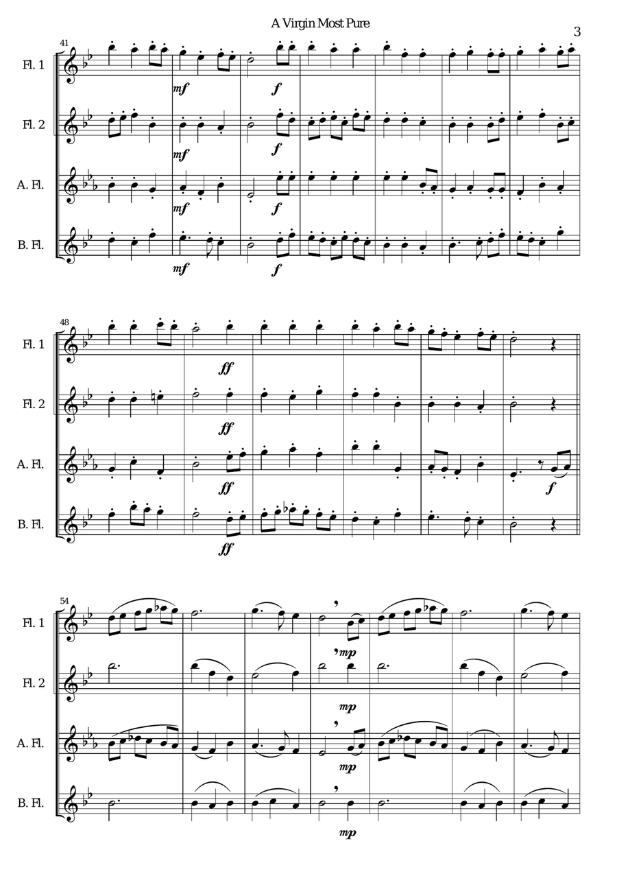 A Virgin Most Pure for flute quartet Flute Quartet scores gallery preview page 3