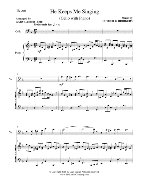 3 GOSPEL HYMN FAVORITES (For Cello & Piano with Score/Parts) image number null