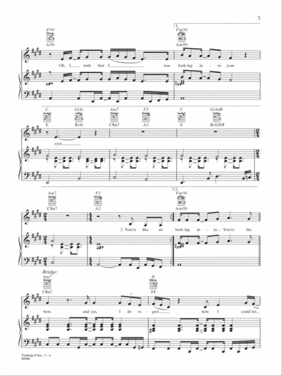 Thinking of You Thinking of You Piano, Vocal, Guitar scores gallery preview page 4