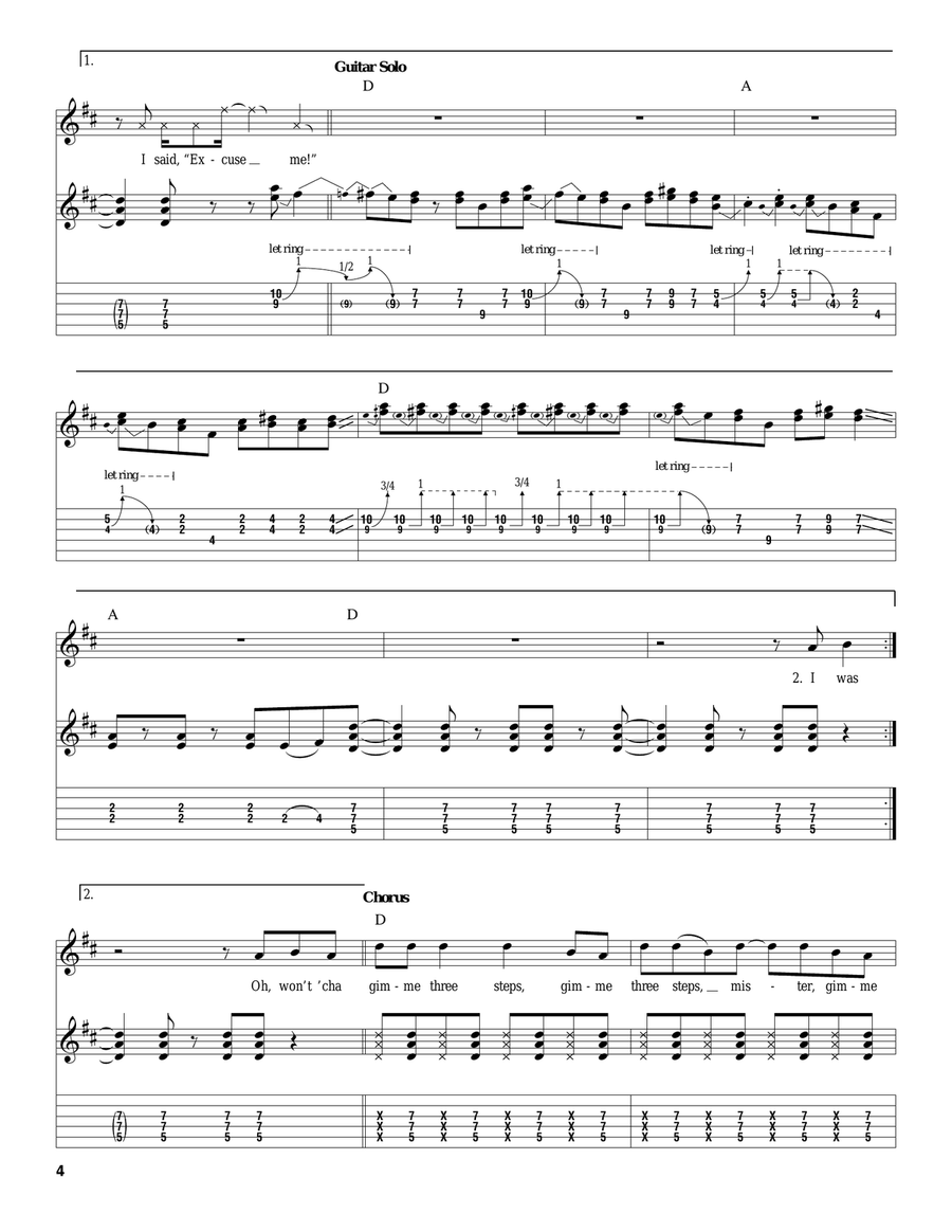 Gimme Three Steps Acoustic Guitar scores gallery preview page 4