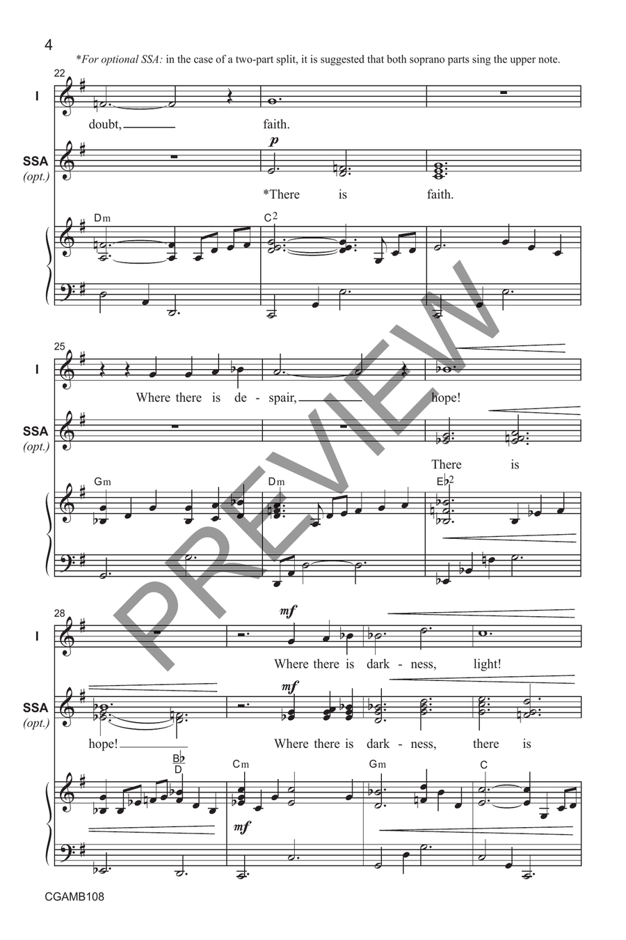 Lord, Make Me an Instrument of Your Peace (Unison with opt. SSA) SSA scores gallery preview page 4