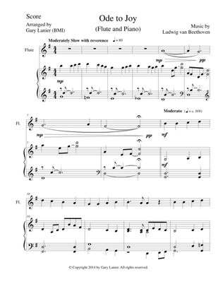 ODE TO JOY (Duet - Flute & Piano with Score/Part)
