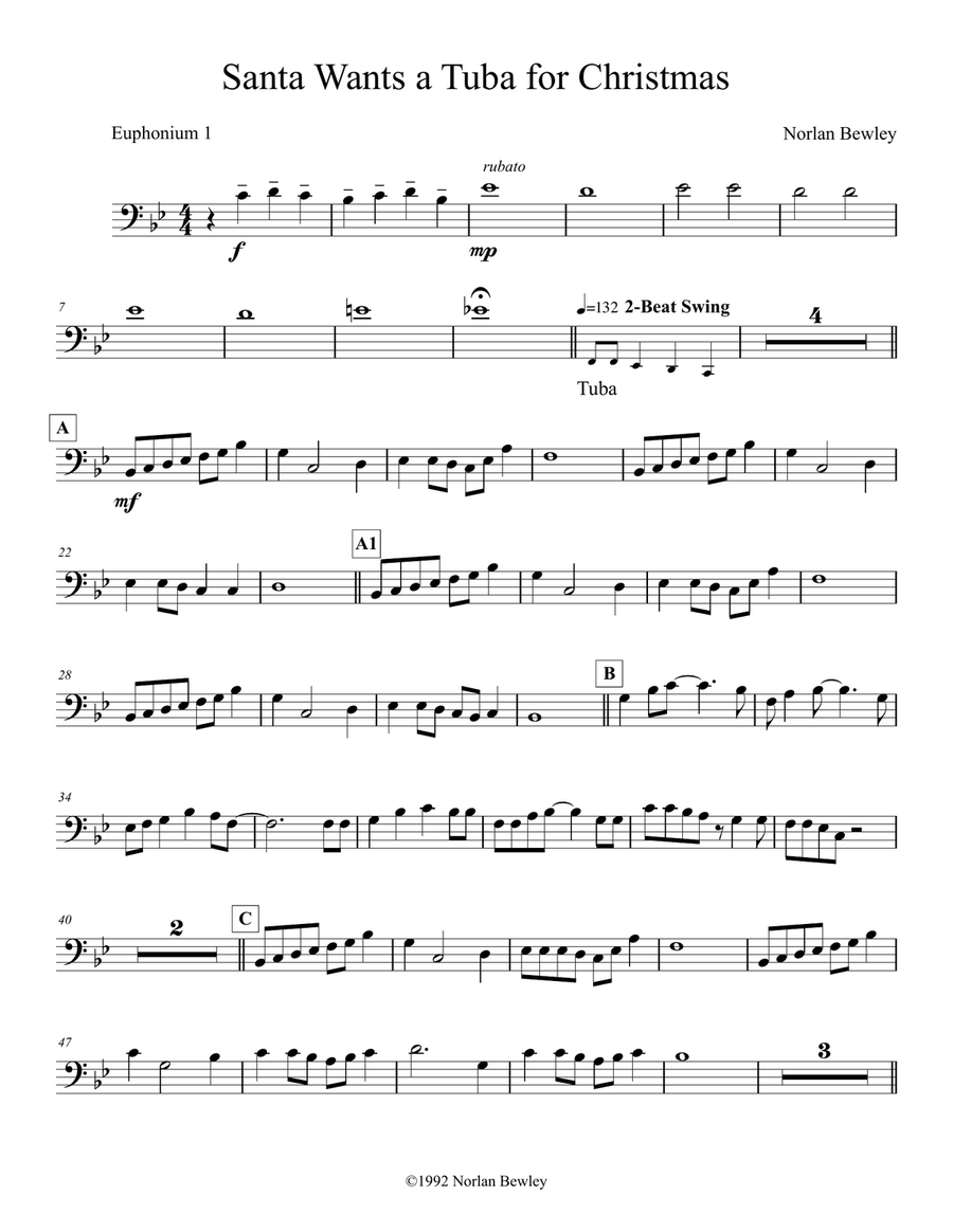 Santa Wants A Tuba For Christmas - Tuba/Euphonium Quartet