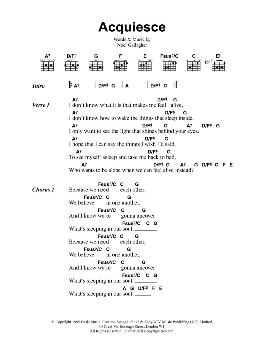 Acquiesce Easy Guitar scores gallery preview page 1