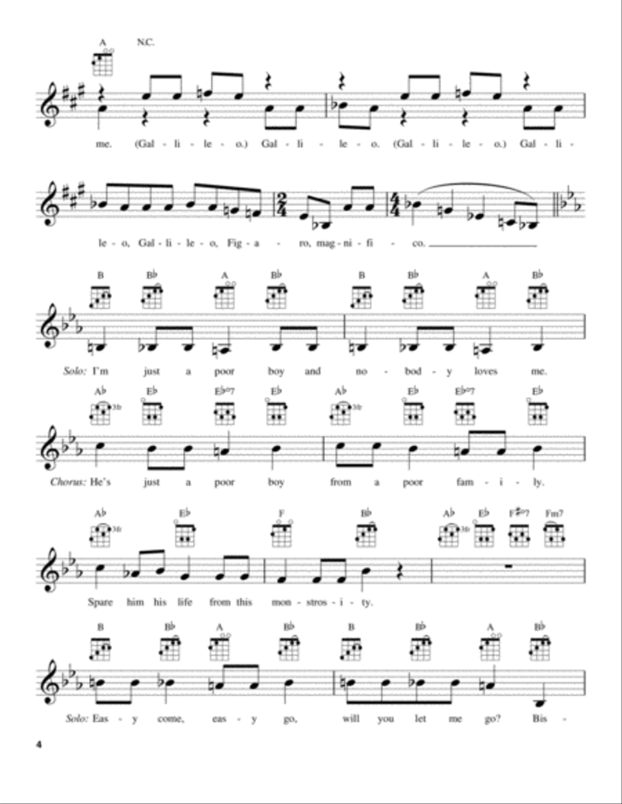 Bohemian Rhapsody Ukulele scores gallery preview page 4