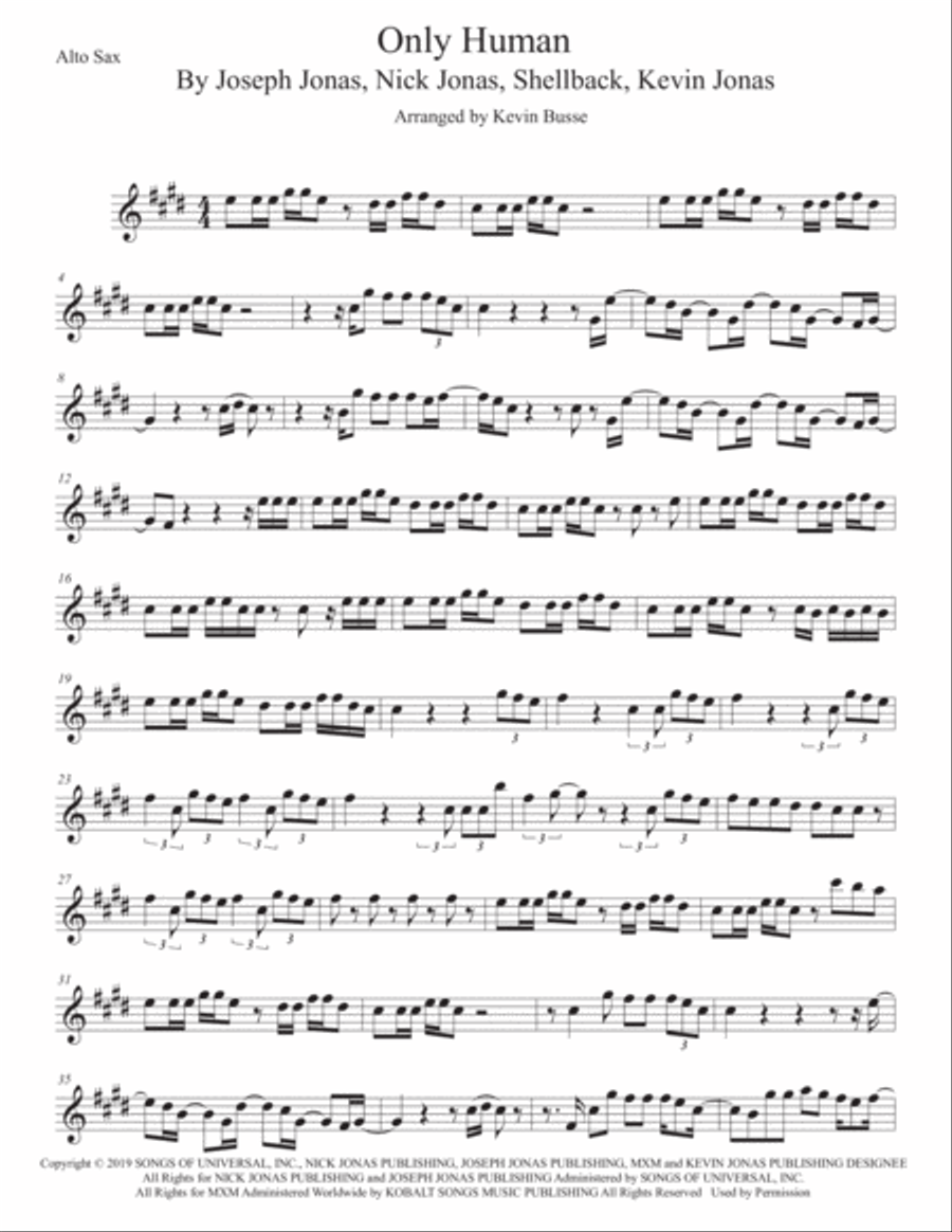 Only Human Alto Saxophone scores gallery preview page 1
