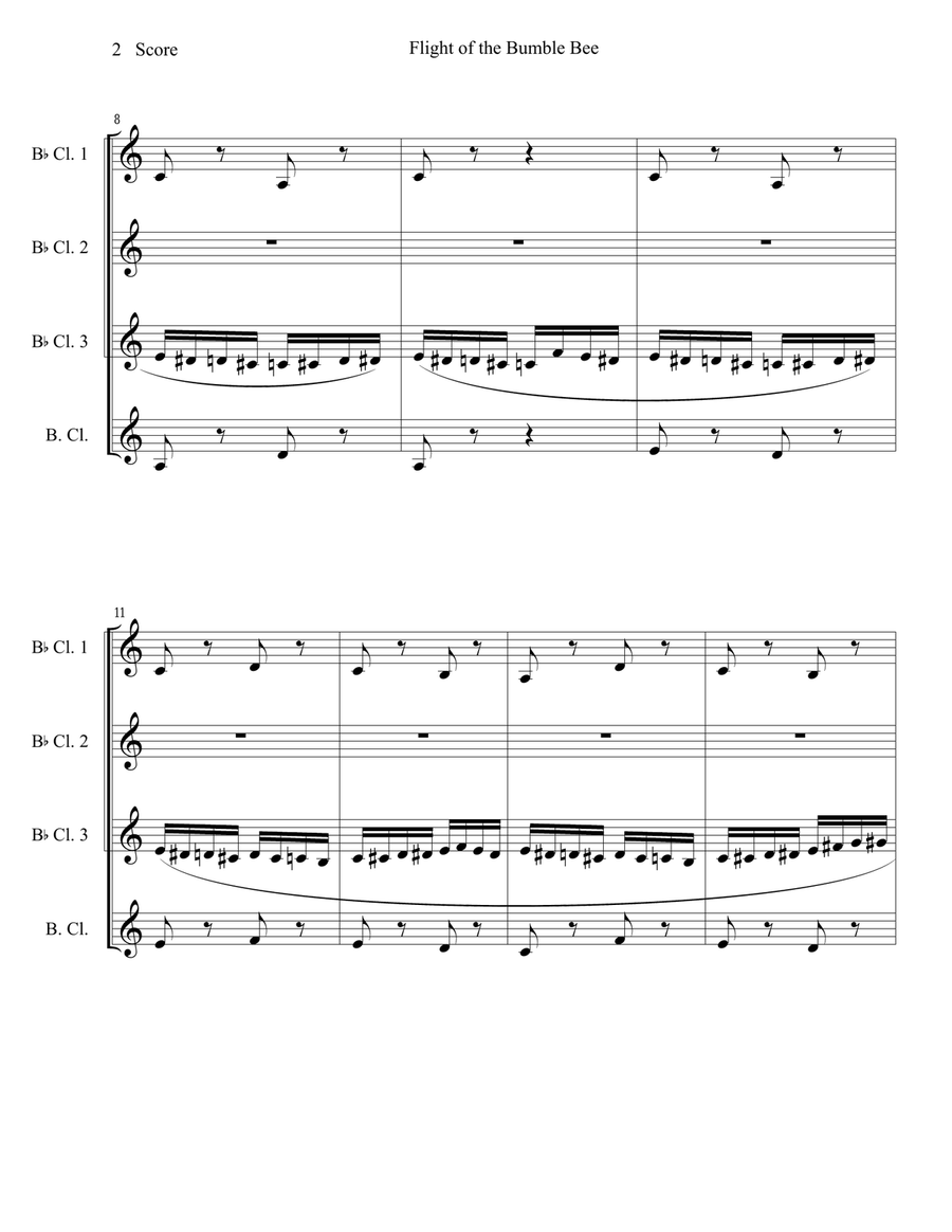 Flight of the Bumble Bee for clarinet quartet image number null