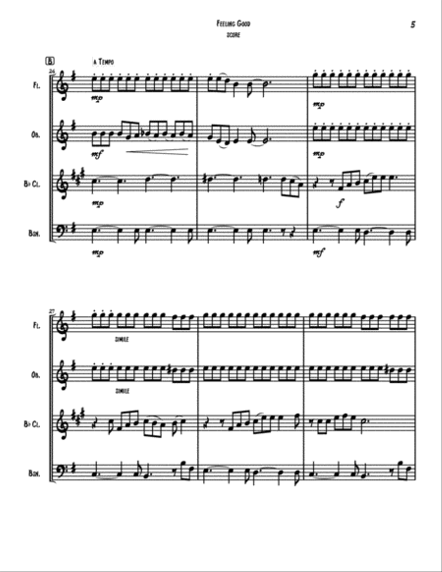 Feeling Good Woodwind Quartet scores gallery preview page 6