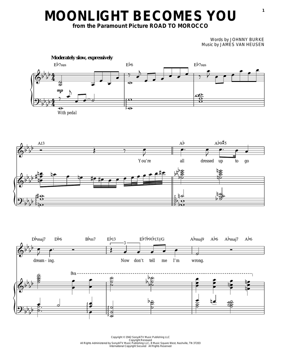 Moonlight Becomes You Moonlight Becomes You Piano, Vocal scores gallery preview page 1