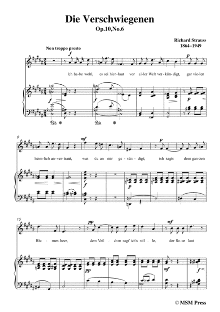 Richard Strauss-Die Verschwiegenen in g sharp minor,for Voice and Piano Voice Solo scores gallery preview page 3