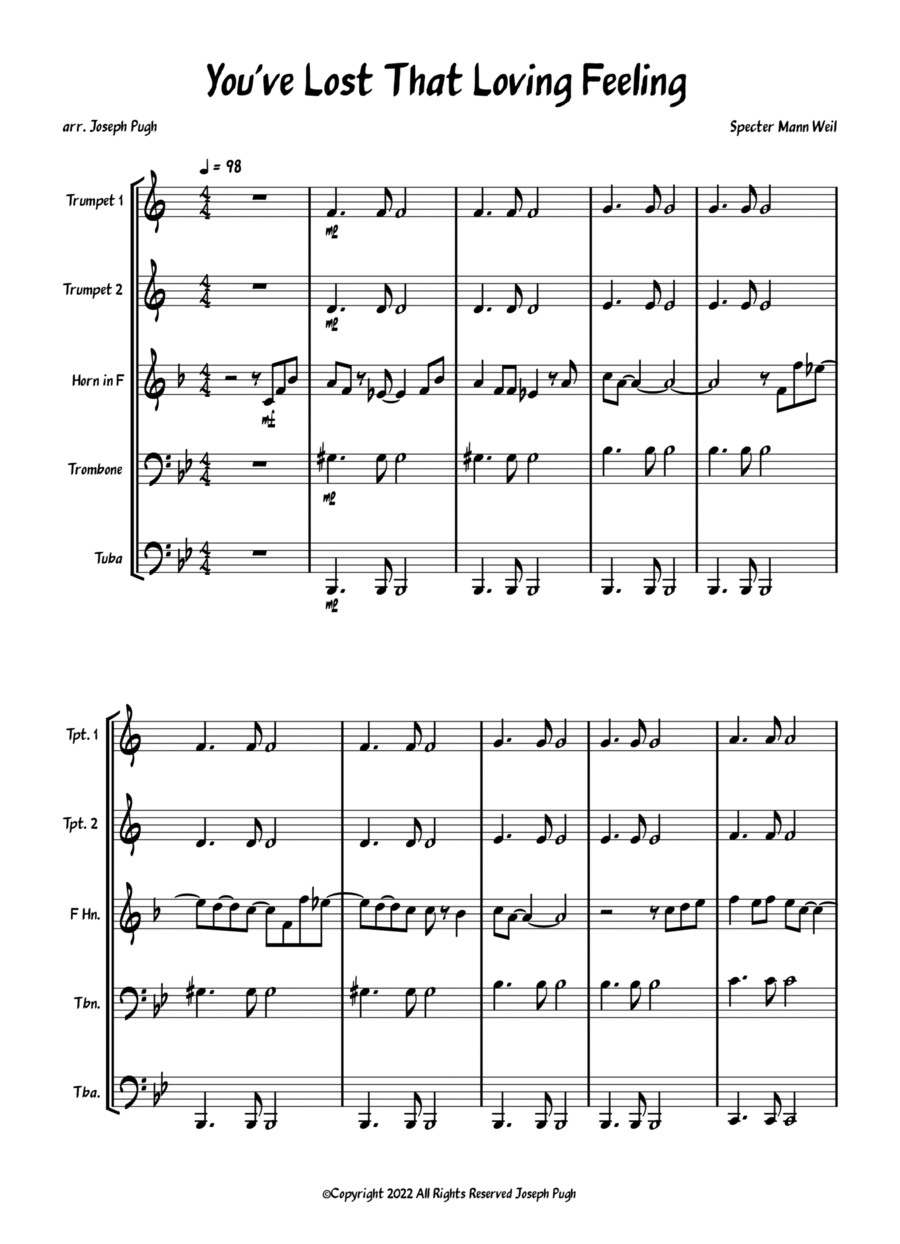 You've Lost That Lovin' Feelin' Brass Ensemble scores gallery preview page 1