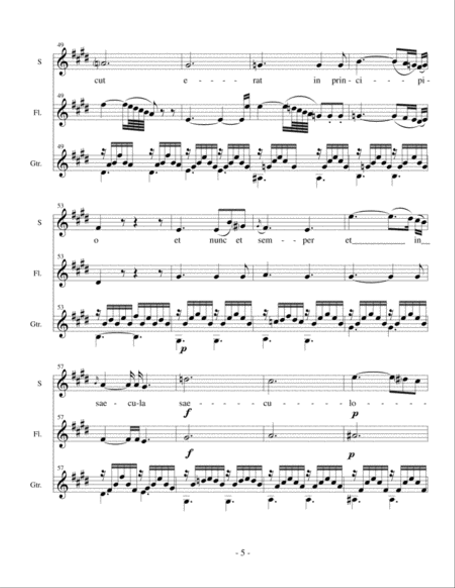 Laudate Dominum for voice, flute, and classical guitar Small Ensemble scores gallery preview page 6