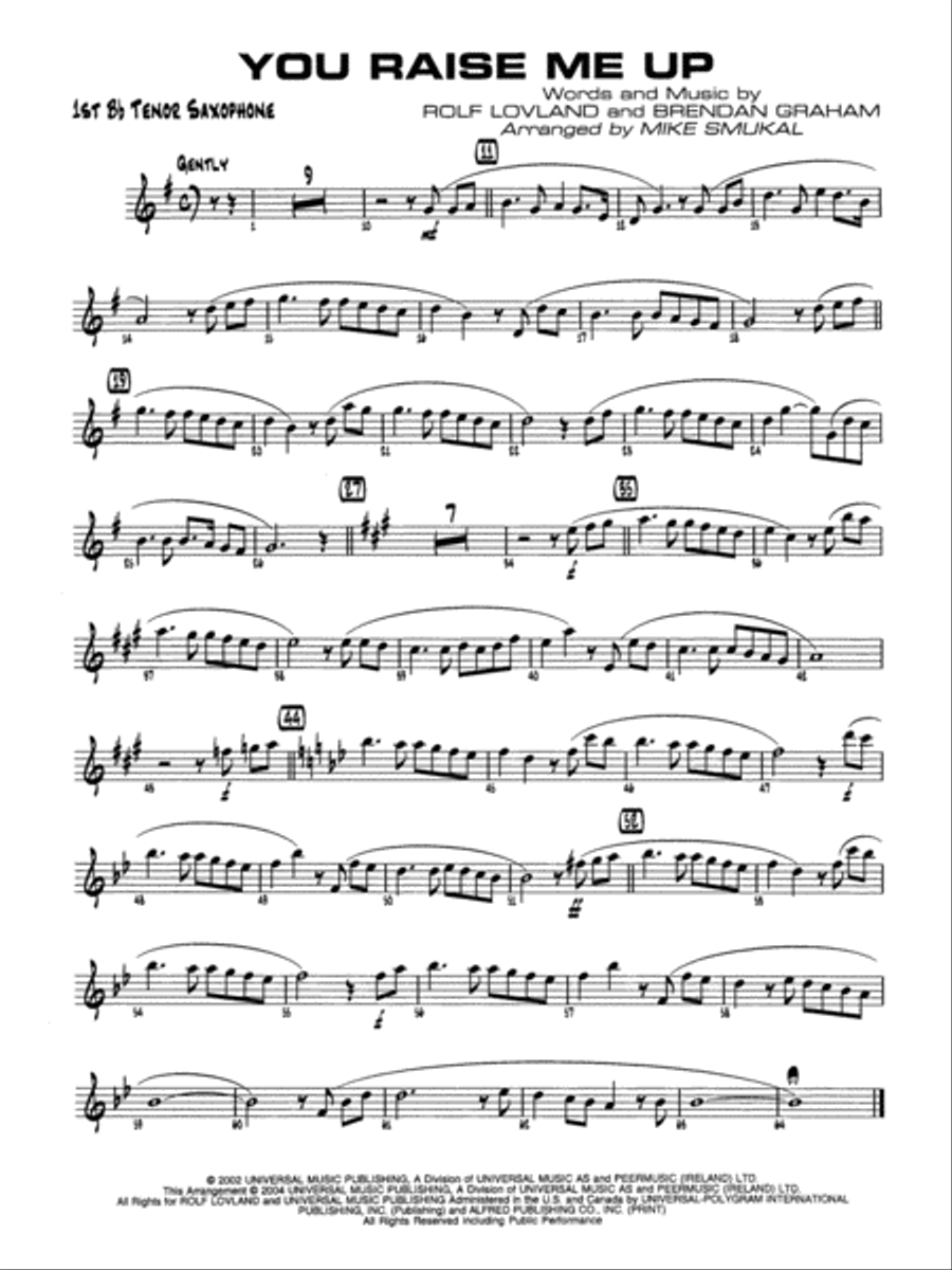 You Raise Me Up: B-flat Tenor Saxophone Jazz Ensemble scores gallery preview page 1