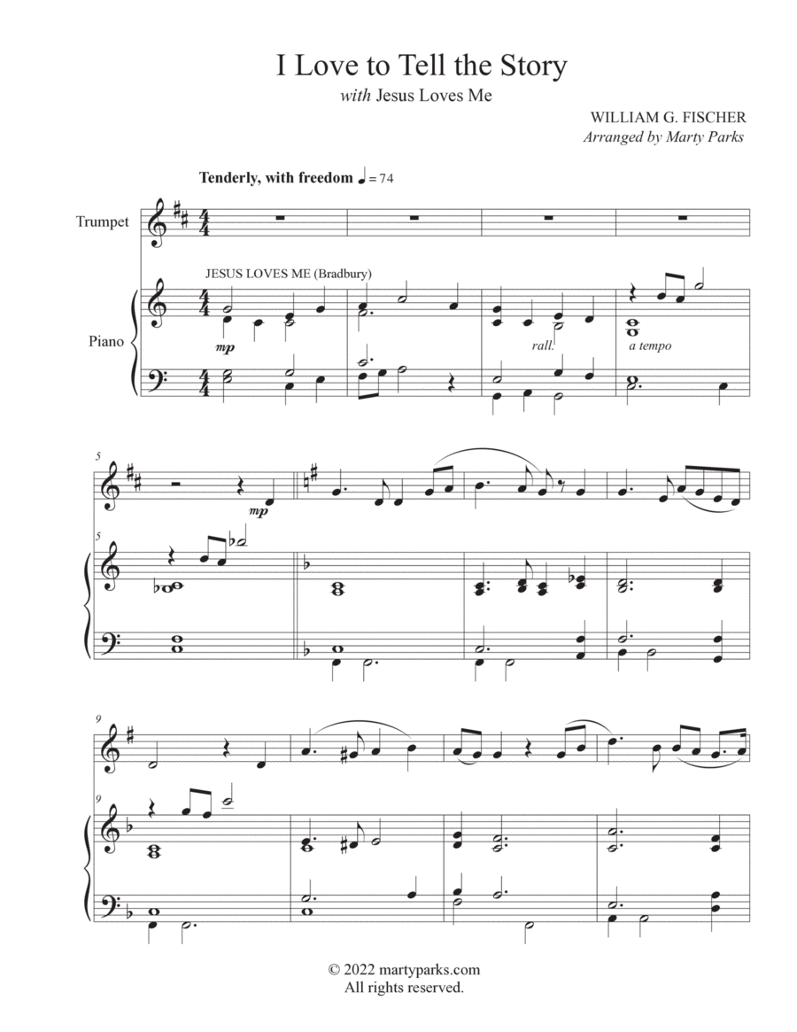 I Love to Tell the Story (Trumpet-Piano) I Love to Tell the Story (Trumpet-Piano) Trumpet Solo scores gallery preview page 1
