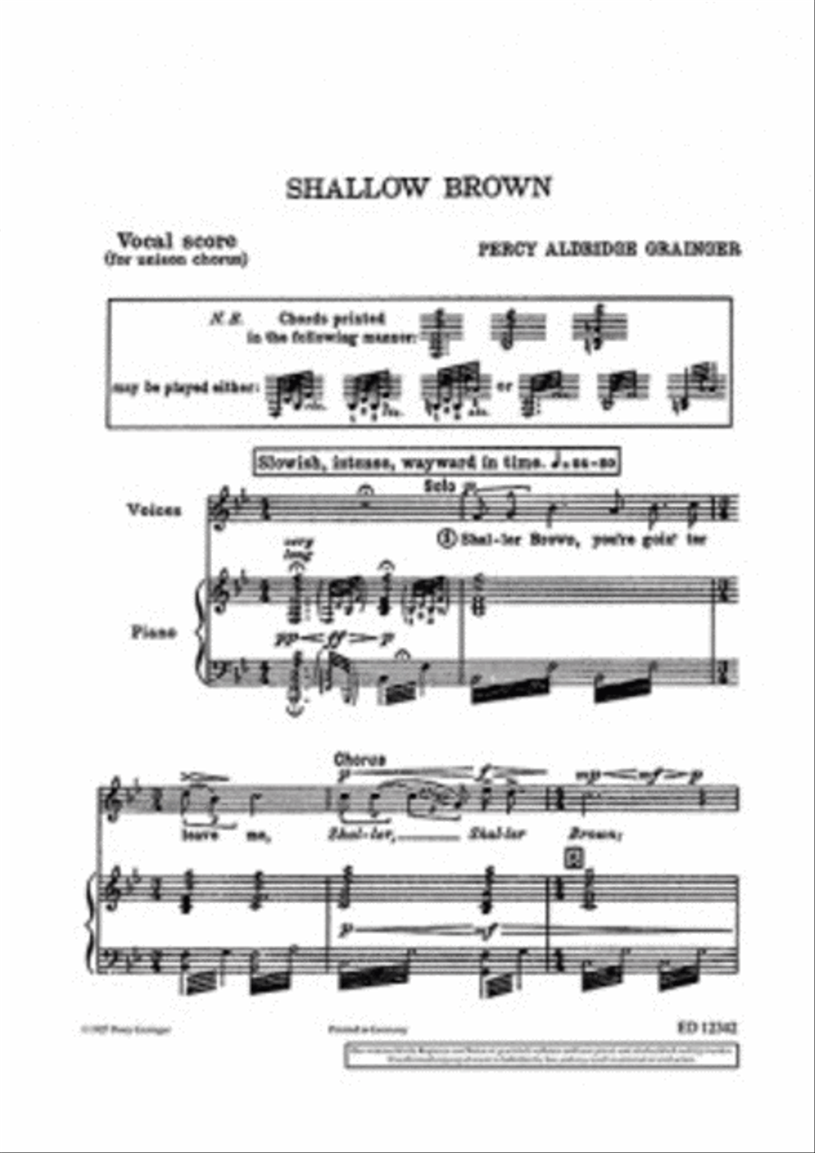 Shallow Brown Shallow Brown Men's Choir scores gallery preview page 1