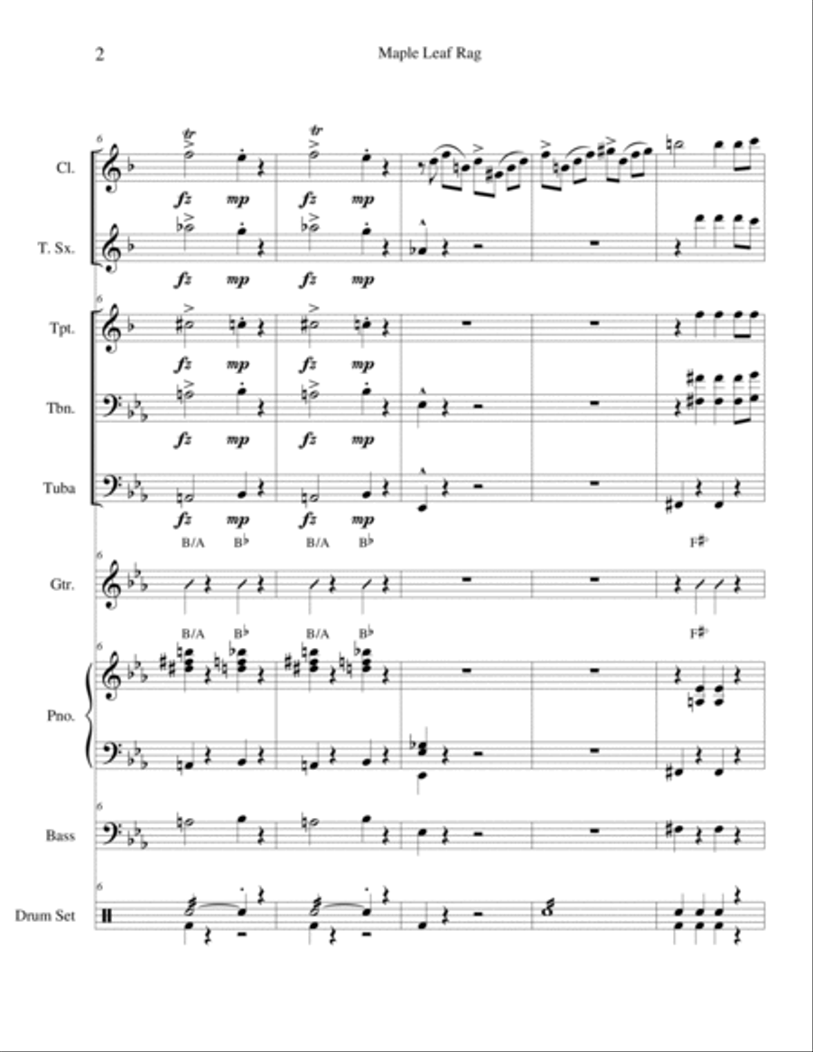 Maple Leaf Rag for Dixieland Jazz Combo by Scott Joplin image number null