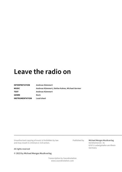 Leave the radio on image number null