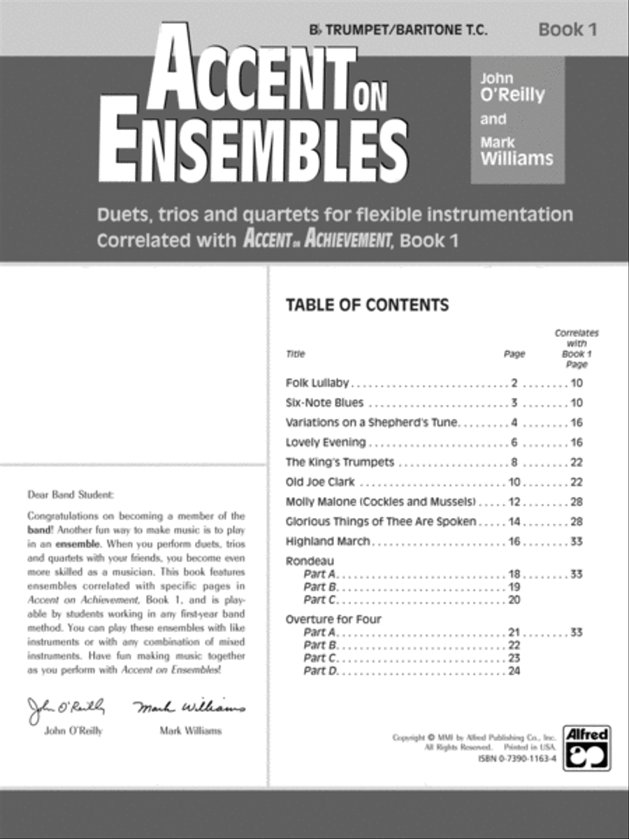Accent on Ensembles, Book 1 Concert Band Methods scores gallery preview page 2