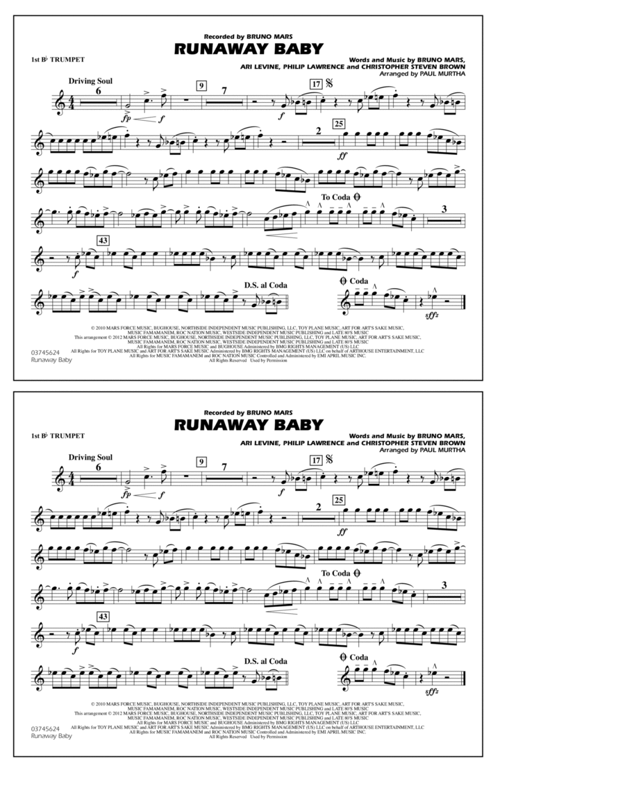 Runaway Baby - 1st Bb Trumpet