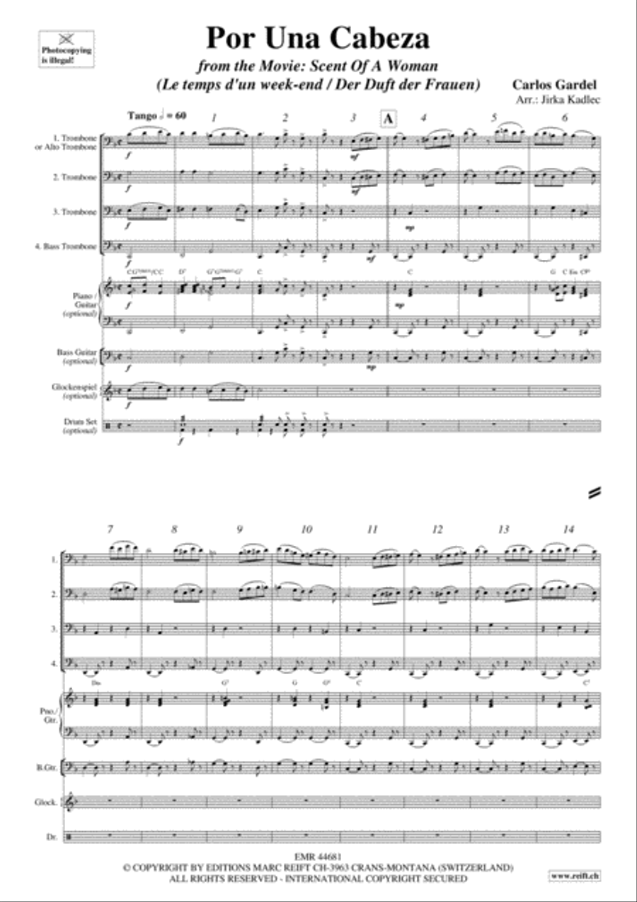 Por Una Cabeza Trombone Quartet scores gallery preview page 3