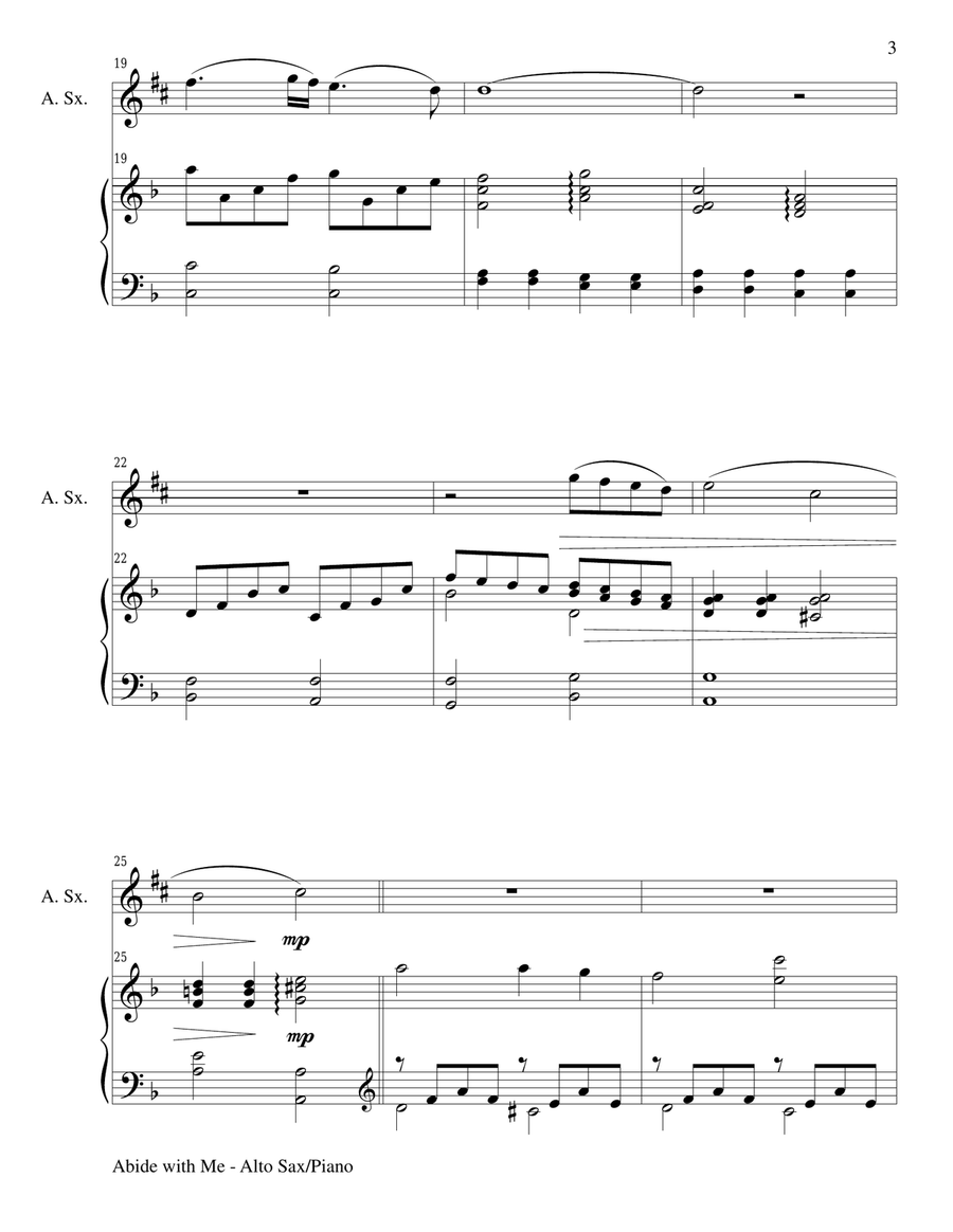 ABIDE WITH ME (Duet – Alto Sax and Piano/Score and Parts) Woodwind Duet scores gallery preview page 3