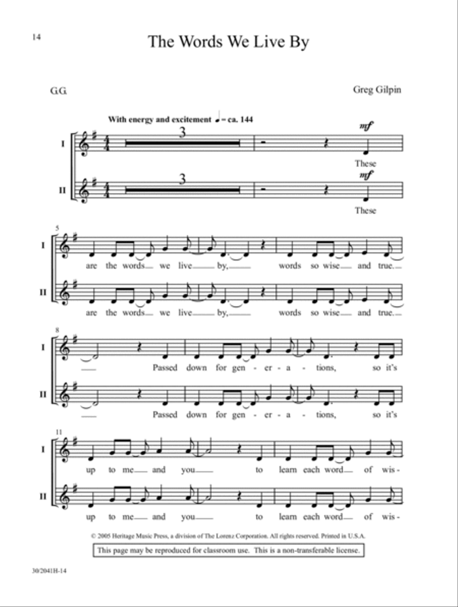 The Words We Live By The Words We Live By 2-Part scores gallery preview page 9