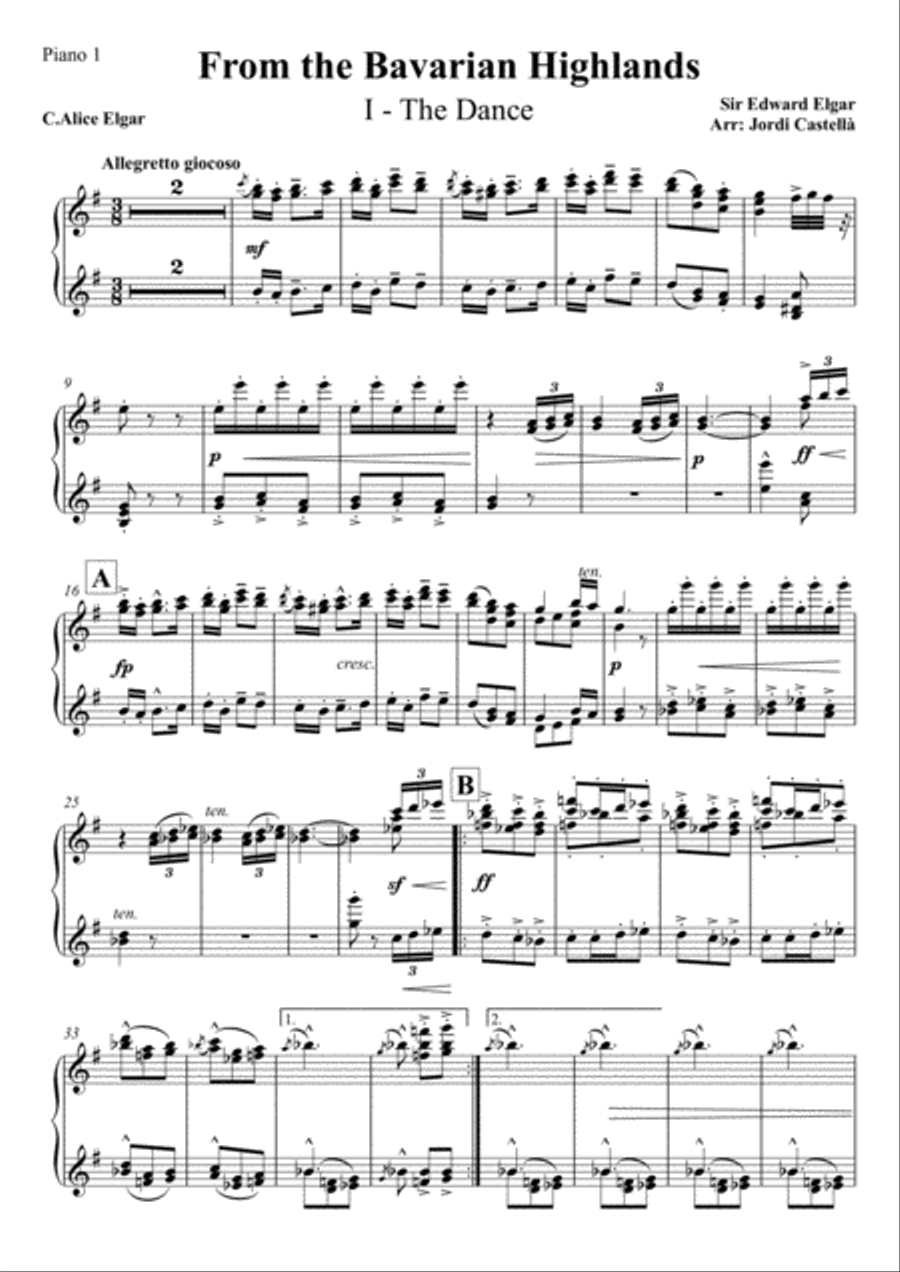 From the Bavarian Highlands Op. 27, 4 hands piano accompaniment Piano Solo scores gallery preview page 2