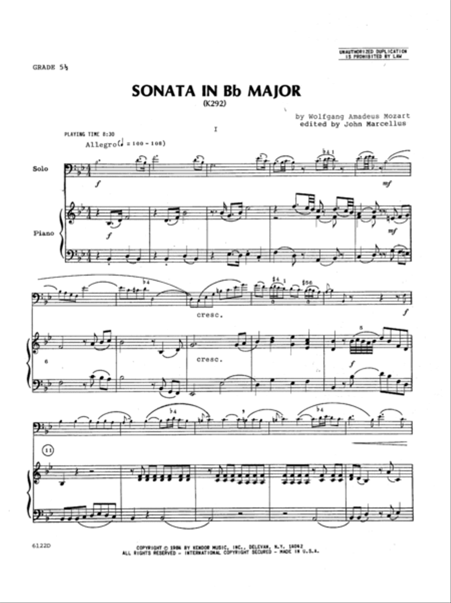 Sonata In Bb Major (K292) Baritone Horn scores gallery preview page 2