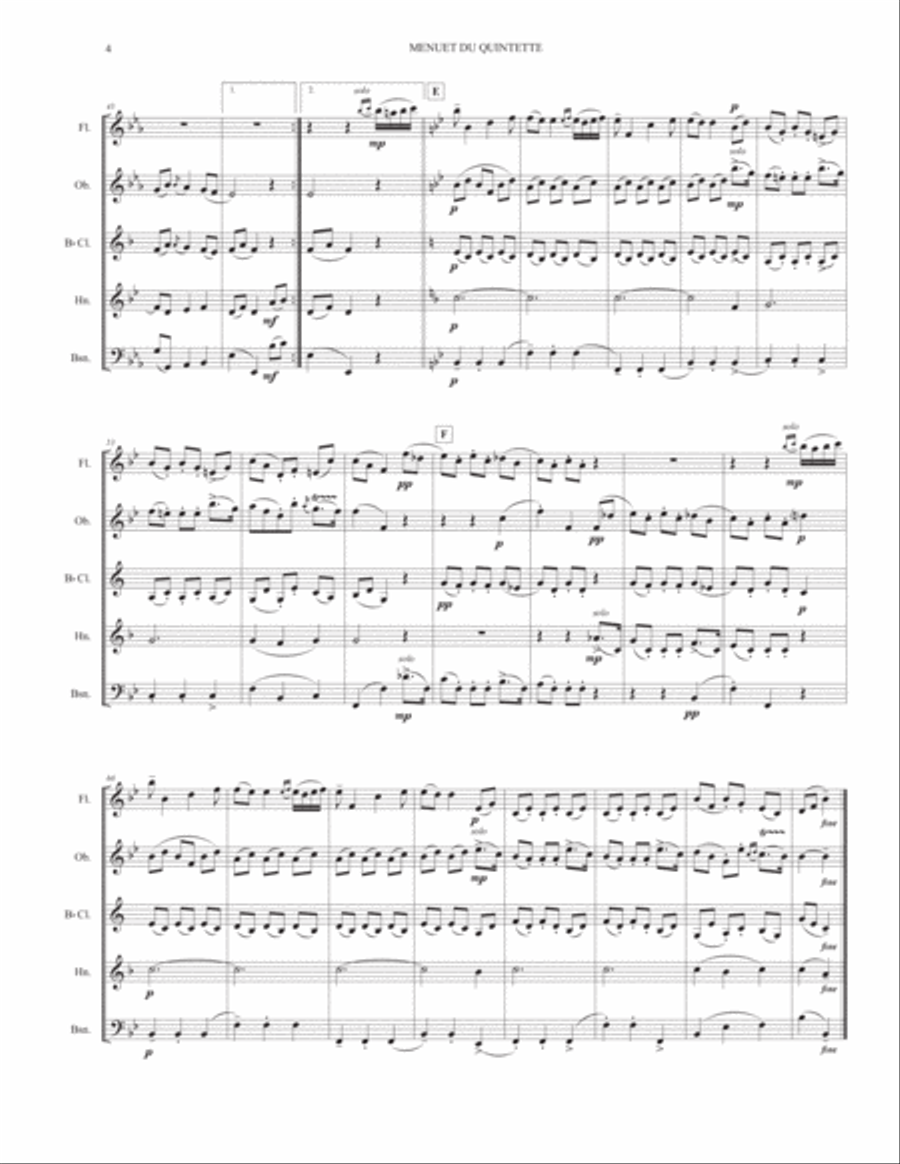 Boccherini Minuet Woodwind Quintet scores gallery preview page 4