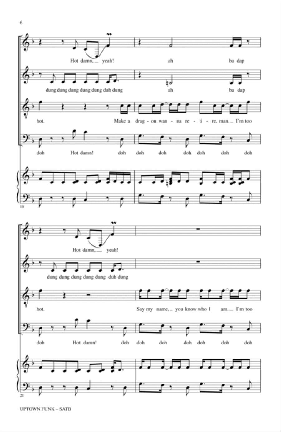 Uptown Funk (feat. Bruno Mars) (arr. Deke Sharon) 4-Part scores gallery preview page 5