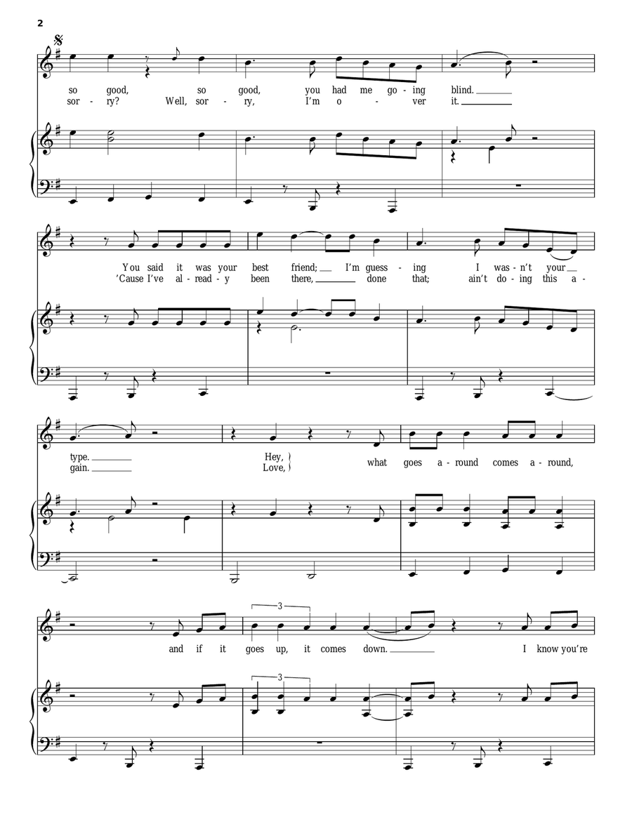 Break Your Heart Right Back Piano, Vocal, Guitar scores gallery preview page 2