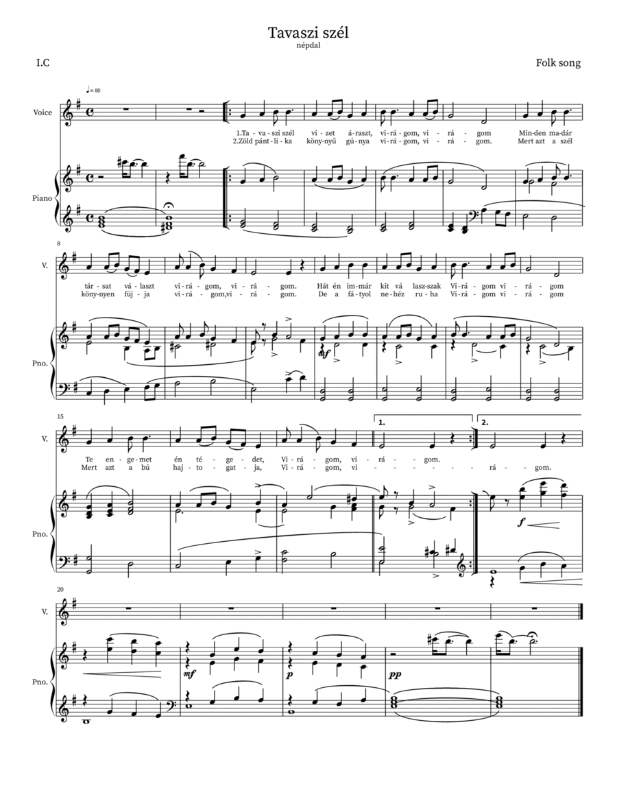 Tavaszi szél vizet áraszt Voice scores gallery preview page 1