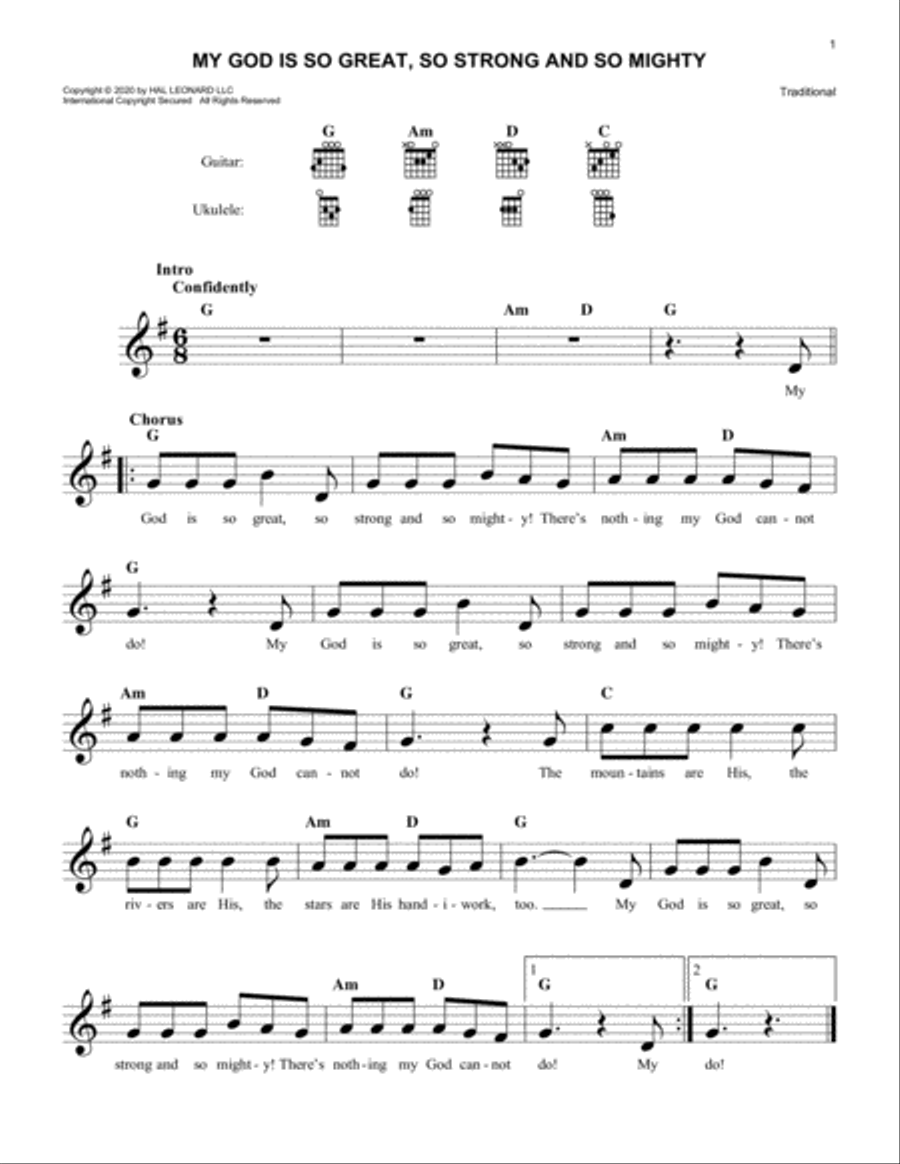 My God Is So Great, So Strong And So Mighty Piano scores gallery preview page 1