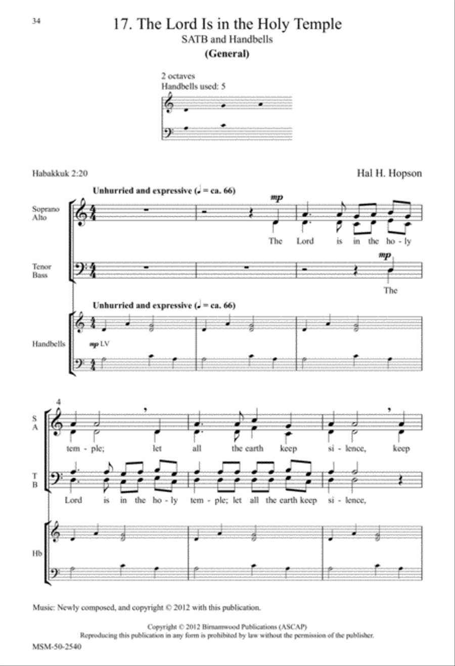 The Lord Is in the Holy Temple (General) 4-Part scores gallery preview page 2